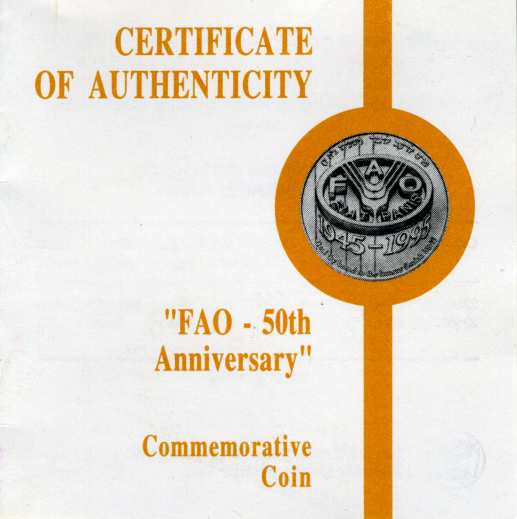 Zertikat 50 Jahre FAO