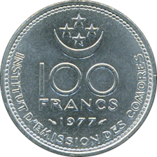 100 Francs 1977 Wertseite