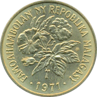20 Francs = 4 Ariary 1970-1972, 1977-1984, 1986-1989 Motivseite