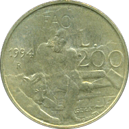 200 Lire 1994 Wertseite