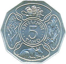 5 Shilingi 1987-1989 Wertseite