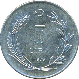 5 Lira 1978 Wertseite