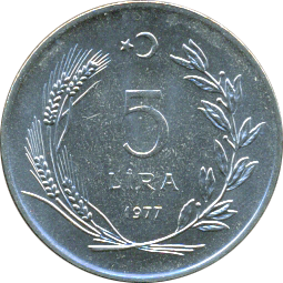 5 Lira 1977 Wertseite