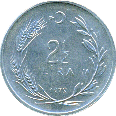 2½ Lira 1979 Wertseite