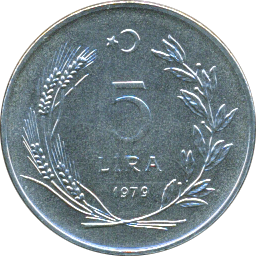 5 Lira 1979 Wertseite