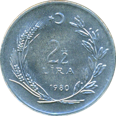 2½ Lira 1980 Wertseite
