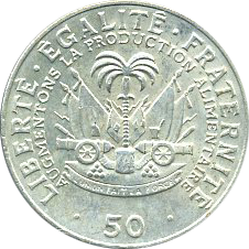 50 Centimes 1975, 1979, 1983, 1985 Wertseite