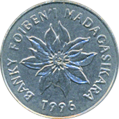 5 Francs = 1 Ariary 1996