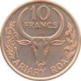 10 Francs = 2 Ariary 1996 Wertseite