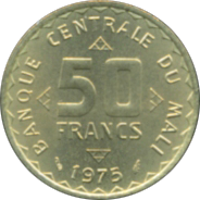 50 Francs 1975, 1977 Wertseite