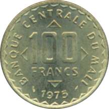 100 Francs 1975 Wertseite