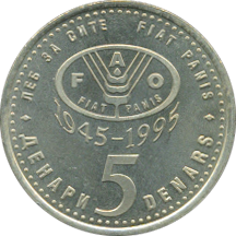 5 Denars 1995 Wertseite