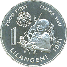 1 Lilangeni 1981 Silber Wertseite