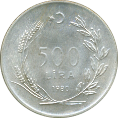 500 Lira 1980 Wertseite