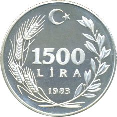 1.500 Lira 1983 Wertseite
